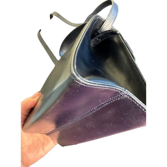 Salvatore Ferragamo Vintage Top Handle Bag in Navy Blue w/Gold Hardware - Picture 5 of 16